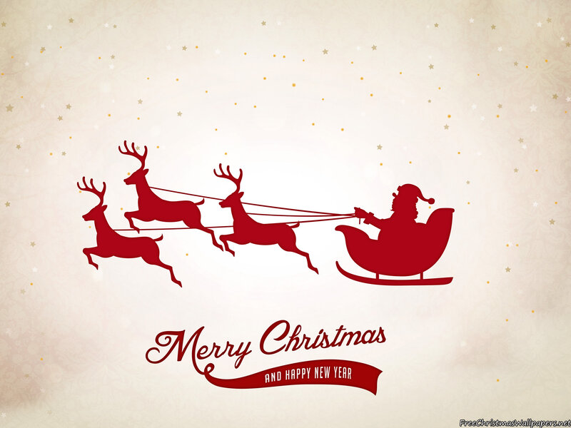 Santa Claus in Sleigh — Red, Festive, Night, Vector Art