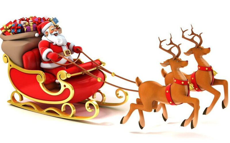 Santa Claus in Sleigh — Red, Festive, Winter, 3d Render