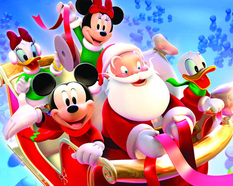 Santa Claus in Sleigh — Red, Festive, Winter, Digital Art, Mickey Mouse