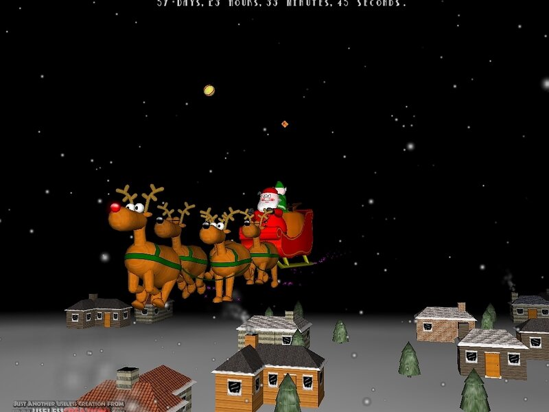 Santa Claus in Sleigh — Red, Festive, Winter Night