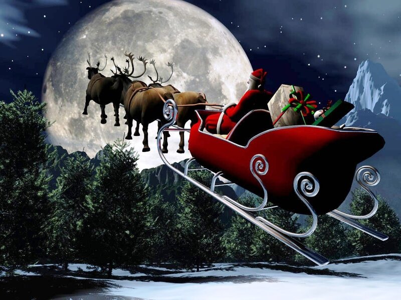 Santa Claus in Sleigh — Red, Magical