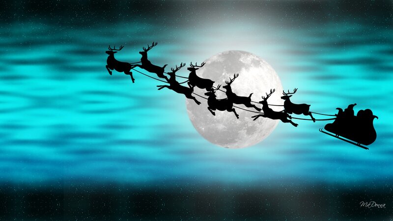 Santa Claus in Sleigh — Teal