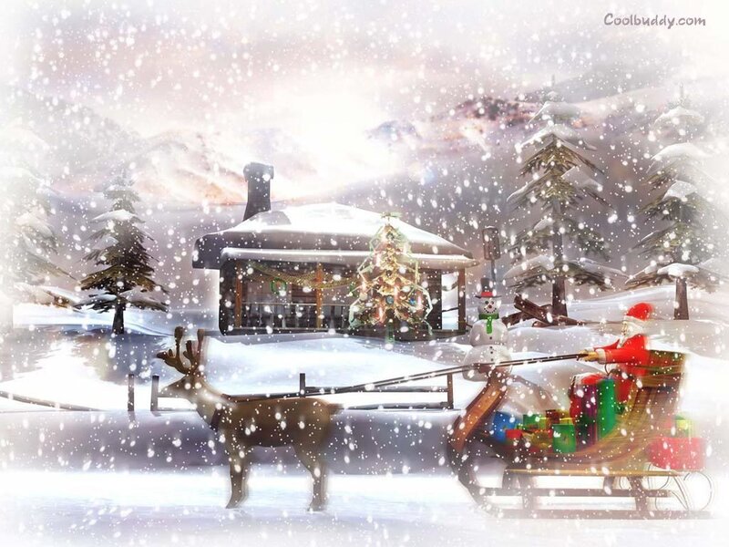 Santa Claus in Sleigh — White, Festive