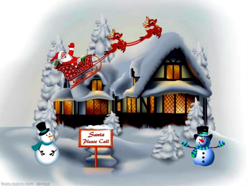Santa Claus in Sleigh — White, Festive, Winter, Illustration, Reindeer