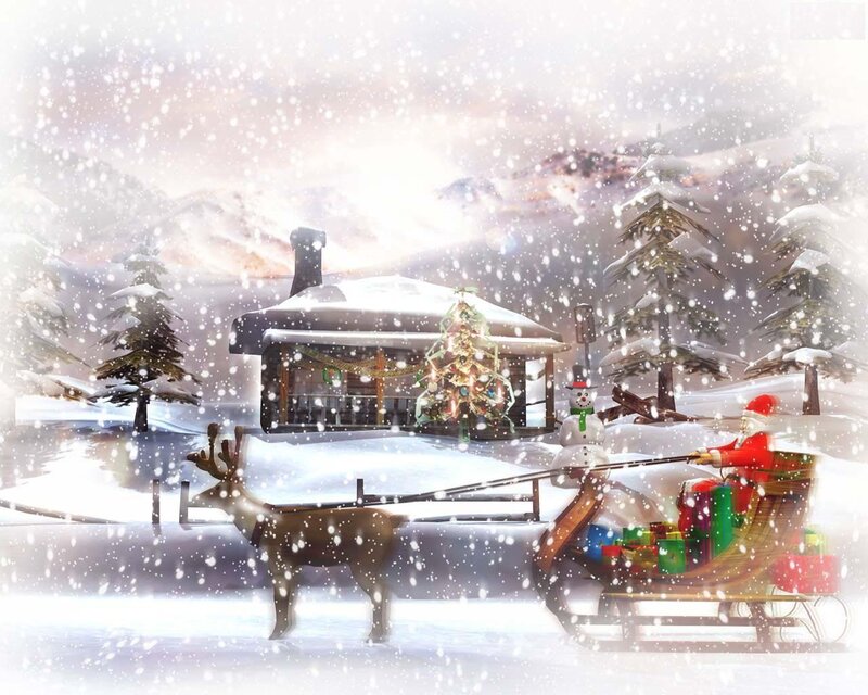 Santa Claus in Sleigh — White, Festive, Winter
