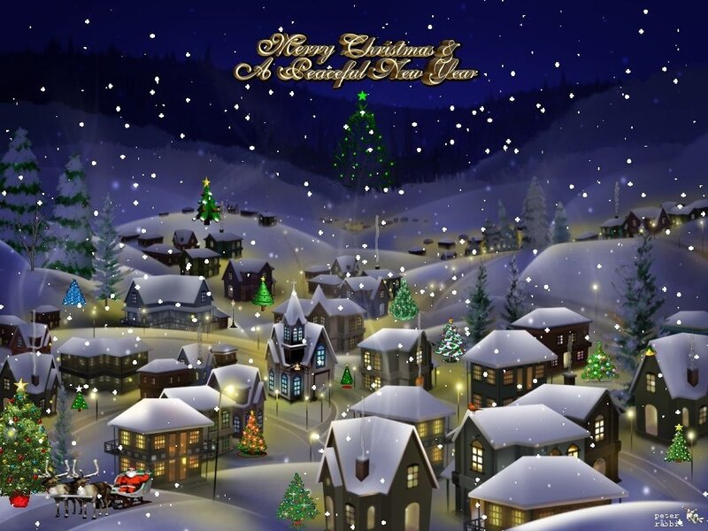 Santa Claus in Sleigh — White, Peaceful