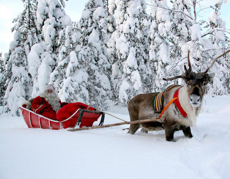Santa Claus in Sleigh — White, Peaceful, Winter, Photograph