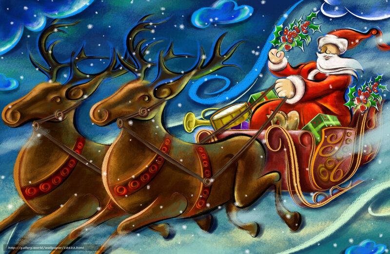 Santa Claus in sleigh with reindeer