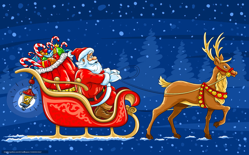 Santa Claus in sleigh with reindeer