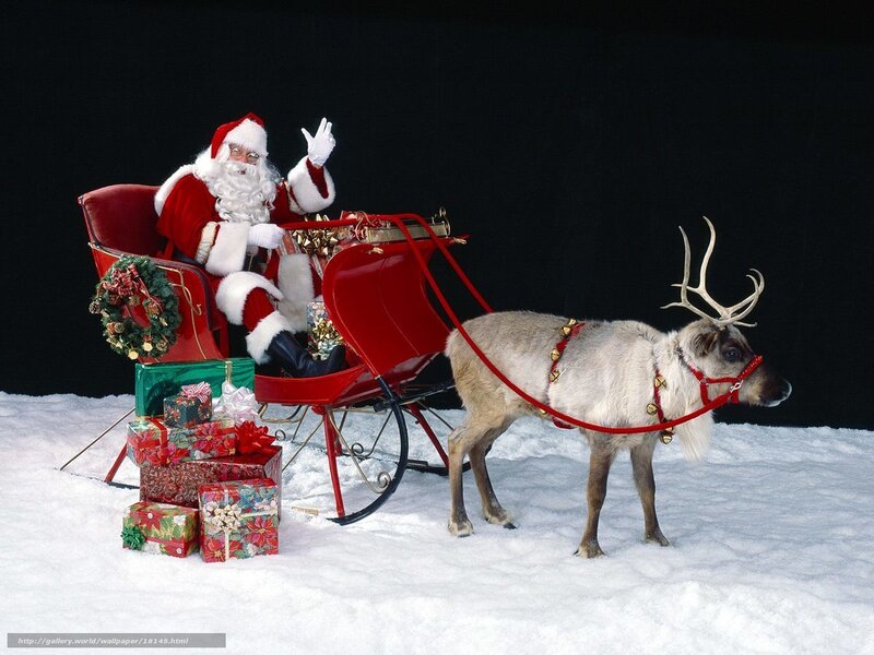Santa Claus in sleigh with reindeer