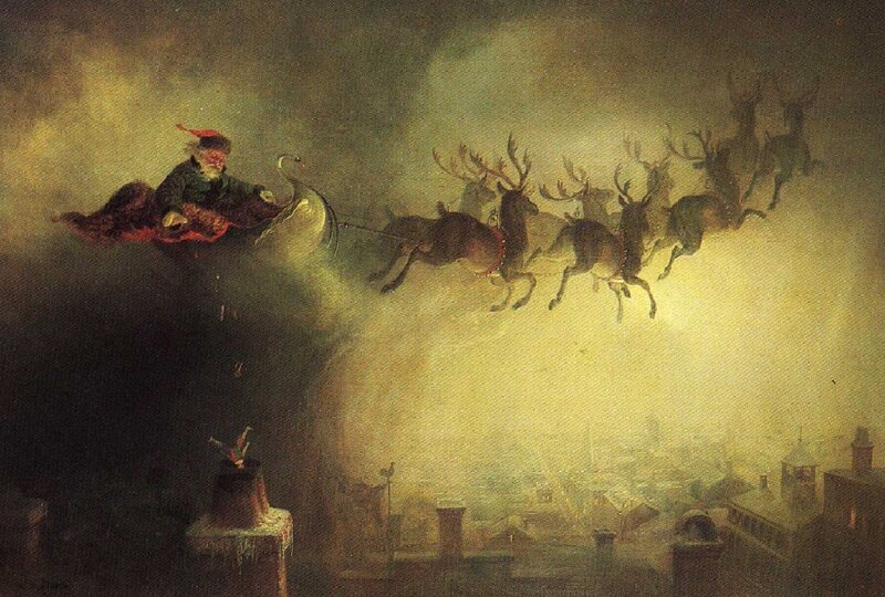Santa Claus in Sleigh — Yellow, Dramatic