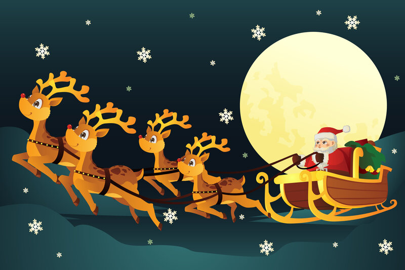 Santa Claus in Sleigh — Yellow, Festive