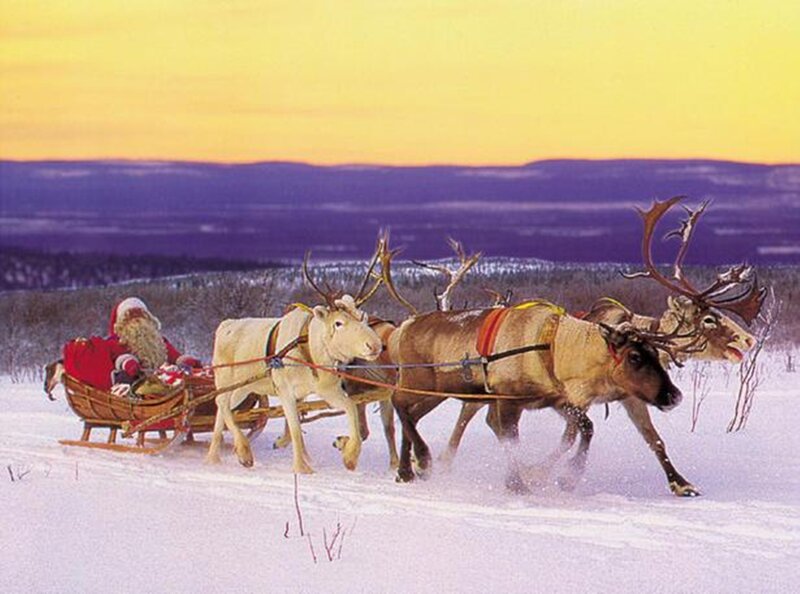Santa Claus in Sleigh — Yellow, Serene