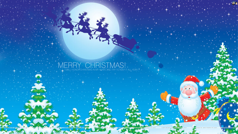 Santa Claus in Snow — Blue, Festive