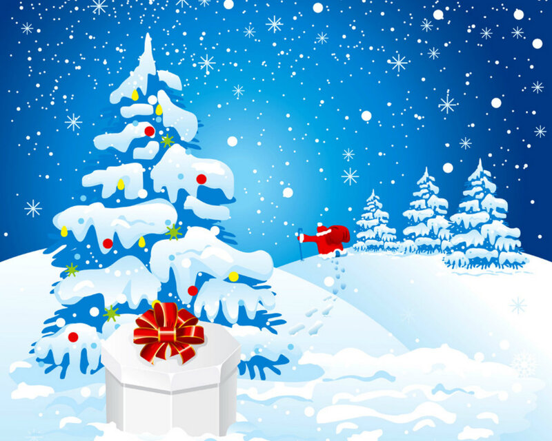 Santa Claus in Snow — Blue, Festive, Winter