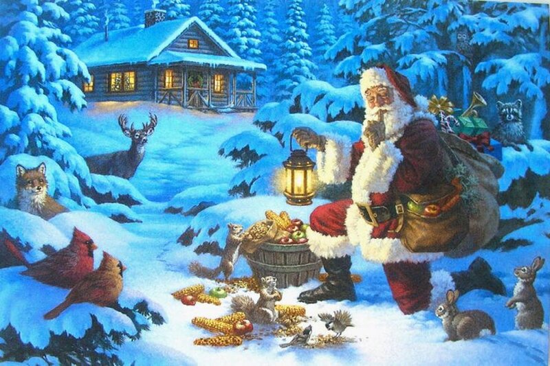 Santa Claus in Snow — Blue, Peaceful, Winter