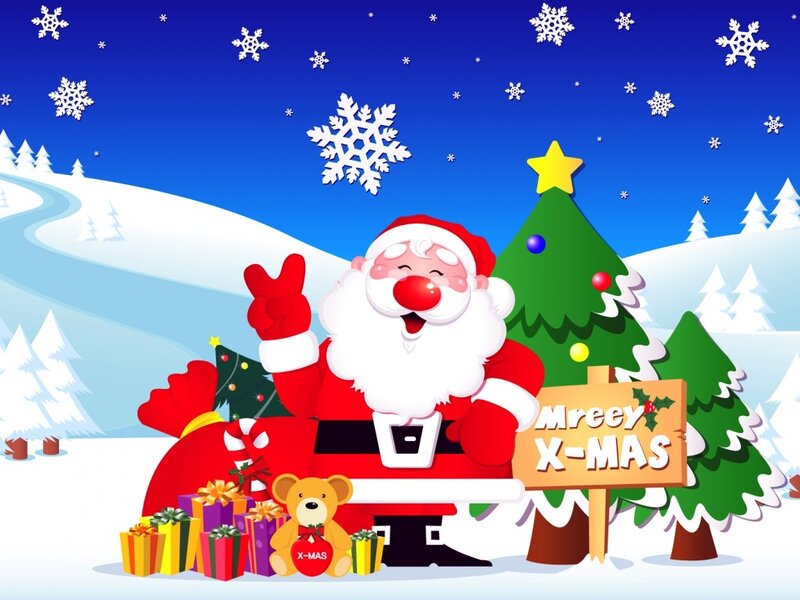 Santa Claus in Snow — Blue