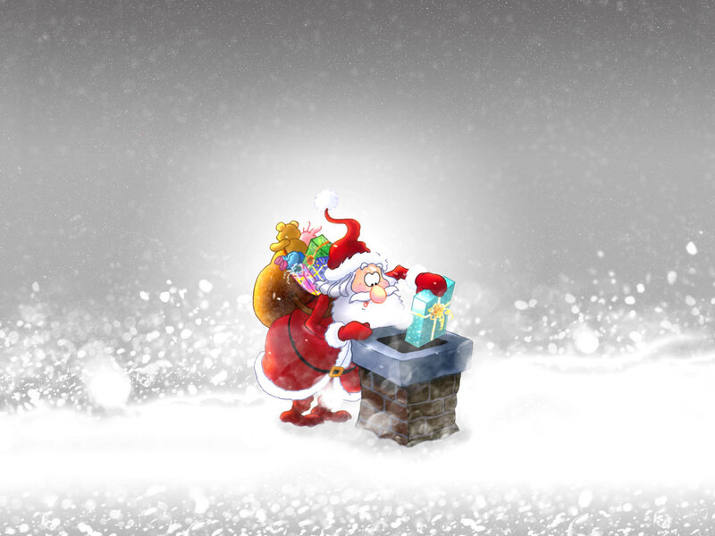 Santa Claus in Snow — Red, Festive, Winter