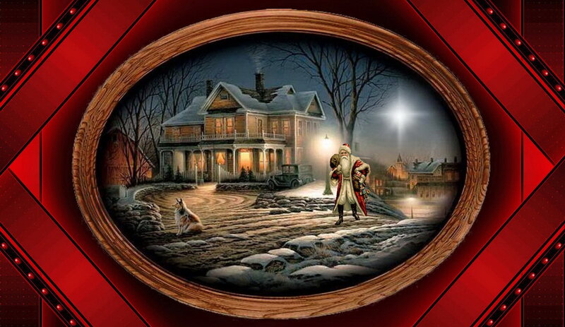 Santa Claus in Snow — Red, Peaceful, Night