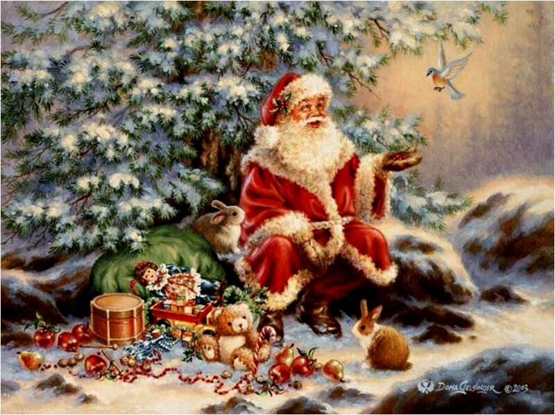 Santa Claus in Snow — Red, Peaceful