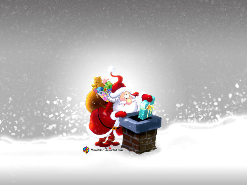 Santa Claus in Snow — White, Festive, Winter