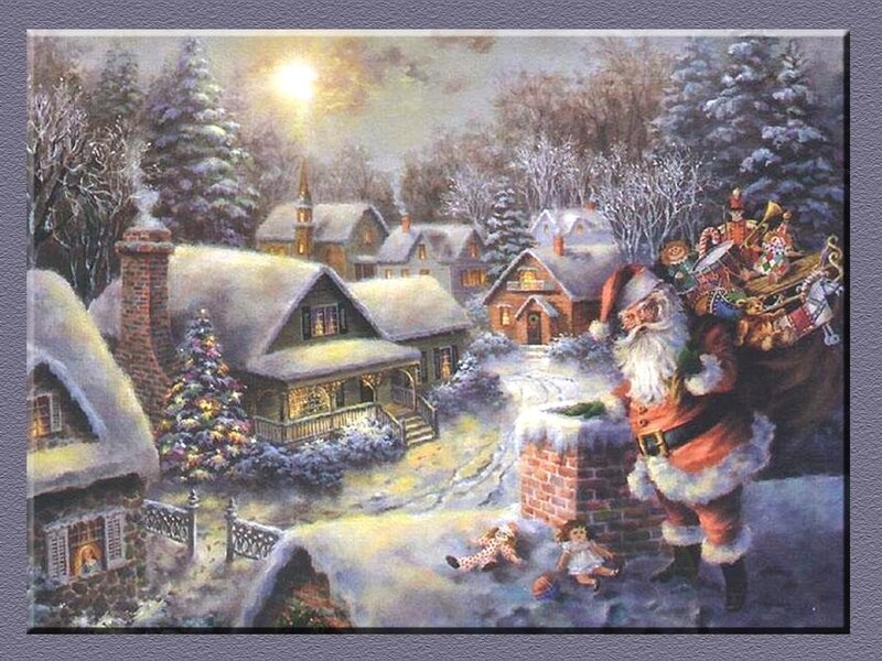 Santa Claus in Snow — White, Peaceful, Night