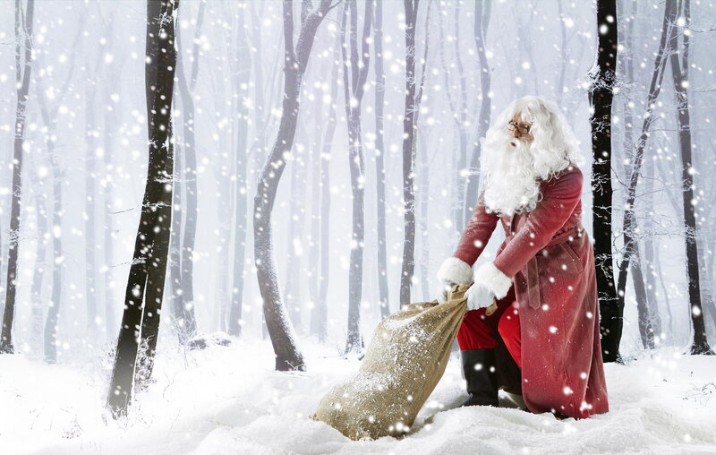 Santa Claus in Snow — White, Serene, Winter