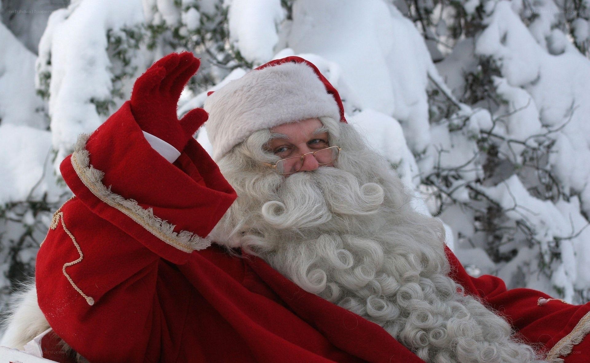 Santa Claus in snowy forest