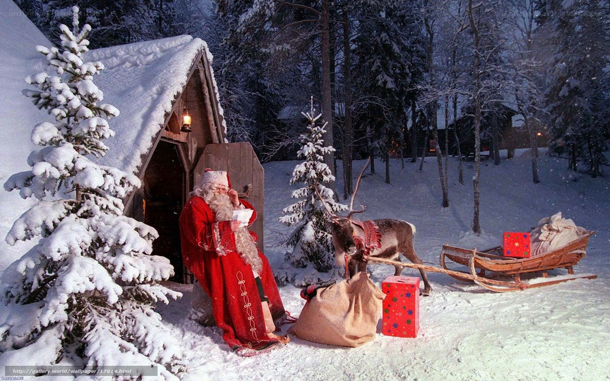 Santa Claus in snowy forest