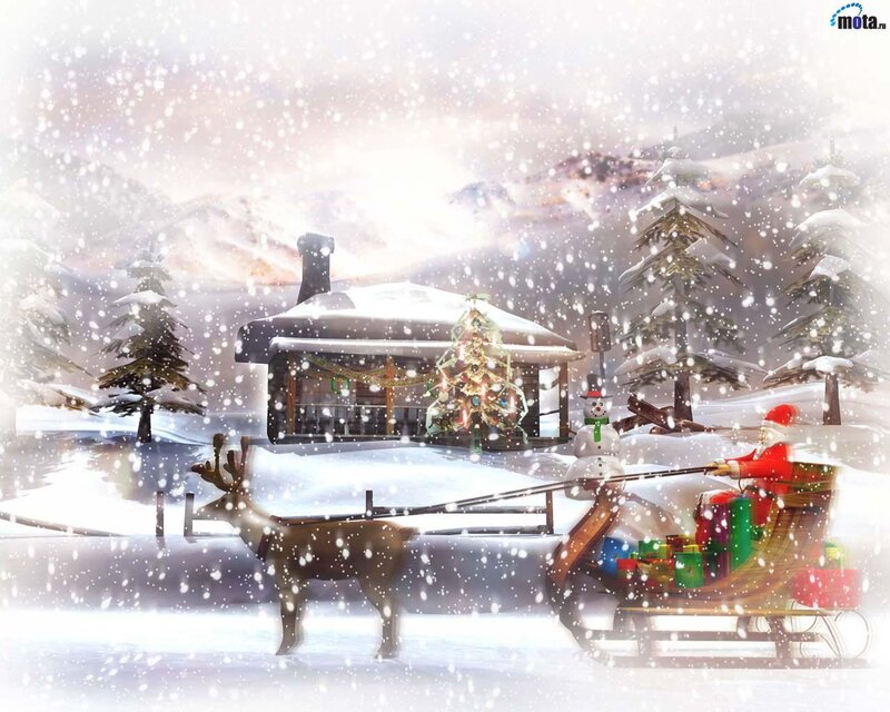 Santa Claus in snowy landscape
