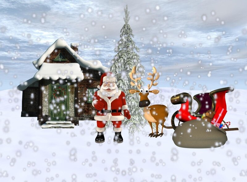 Santa Claus in snowy village