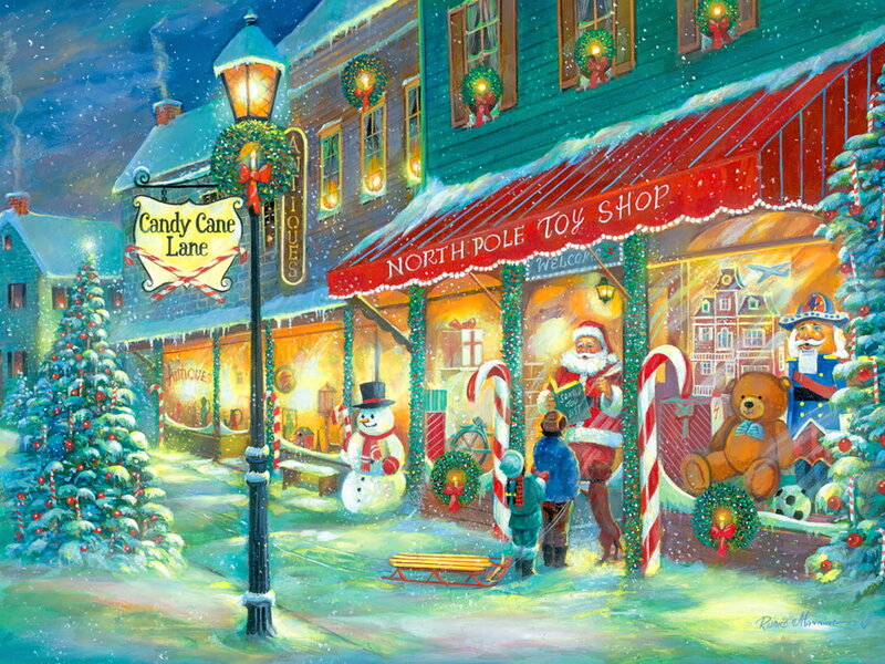 Santa Claus in Toy Shop — Green