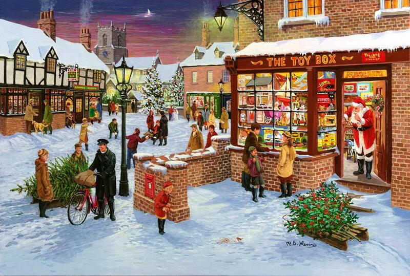 Santa Claus in Toy Shop — White