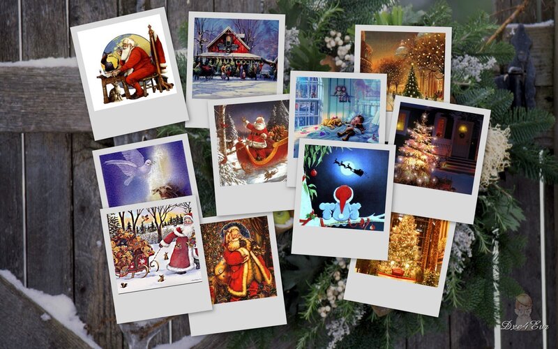 Santa Claus in Various Scenes — Red