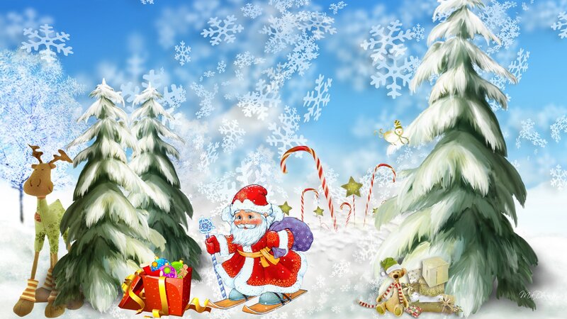 Santa Claus in Winter — Blue, Festive