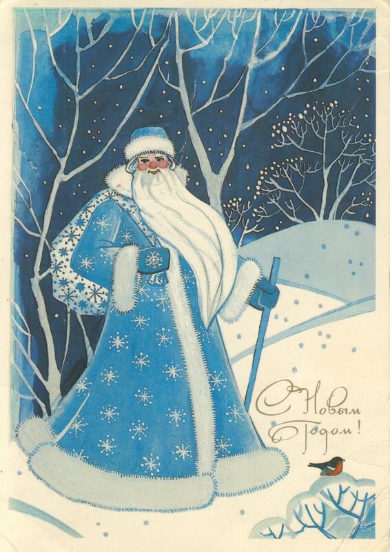 Santa Claus in winter forest