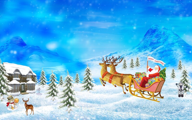 Santa Claus in winter landscape