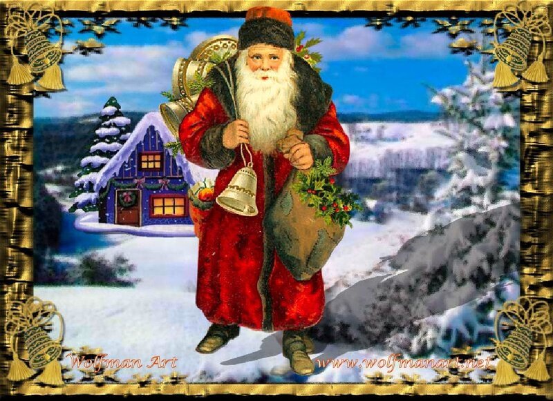Santa Claus in winter landscape