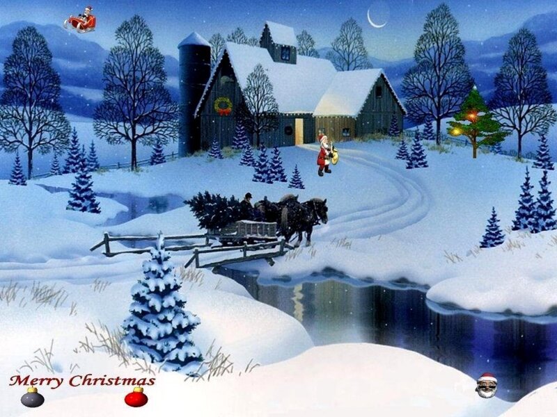 Santa Claus in Winter Landscape — Blue