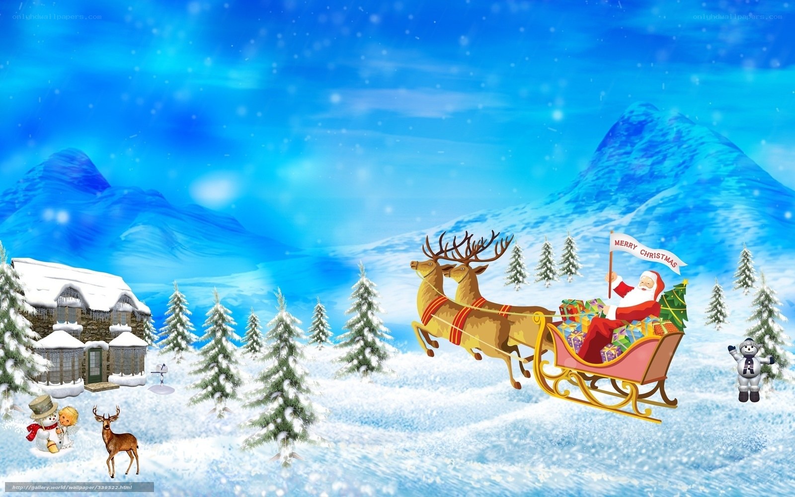 Santa Claus in winter landscape