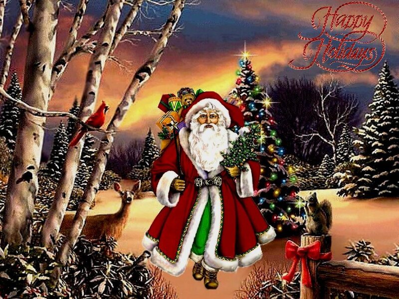 Santa Claus in Winter — Red, Festive, Digital Art