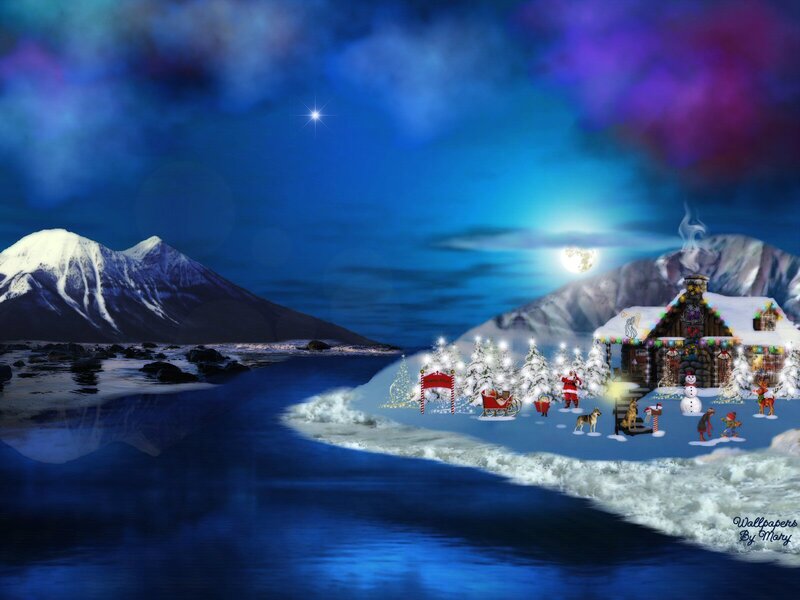 Santa Claus in Winter Scene — Blue, Magical