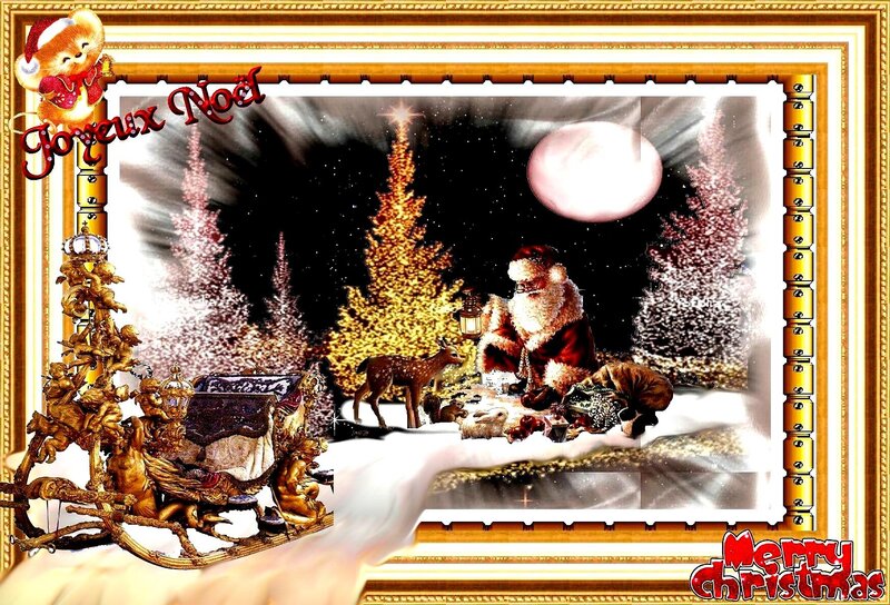 Santa Claus in Winter Scene — Gold, Festive