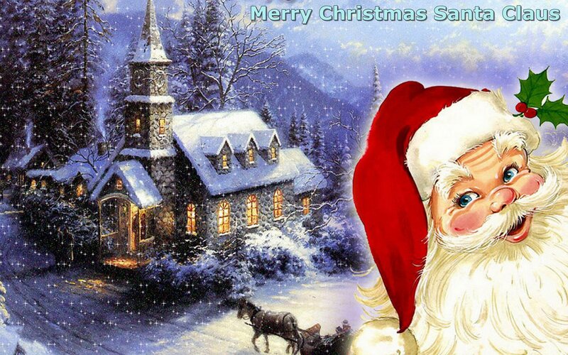 Santa Claus in Winter Scene — Red