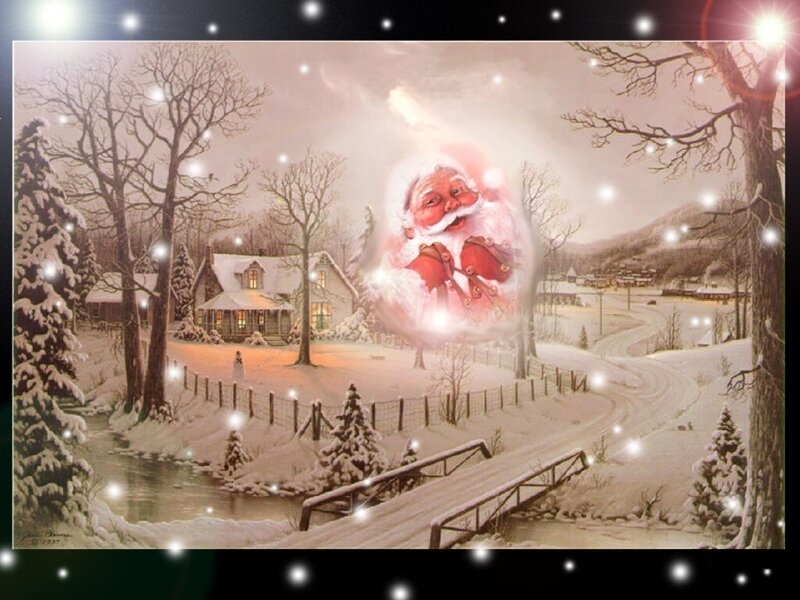 Santa Claus in Winter Scene — White, Peaceful