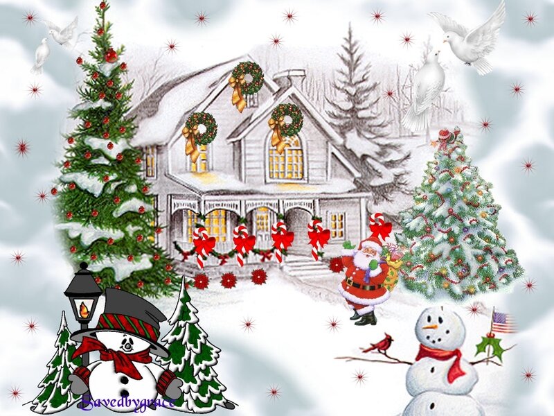 Santa Claus in Winter Scene — White