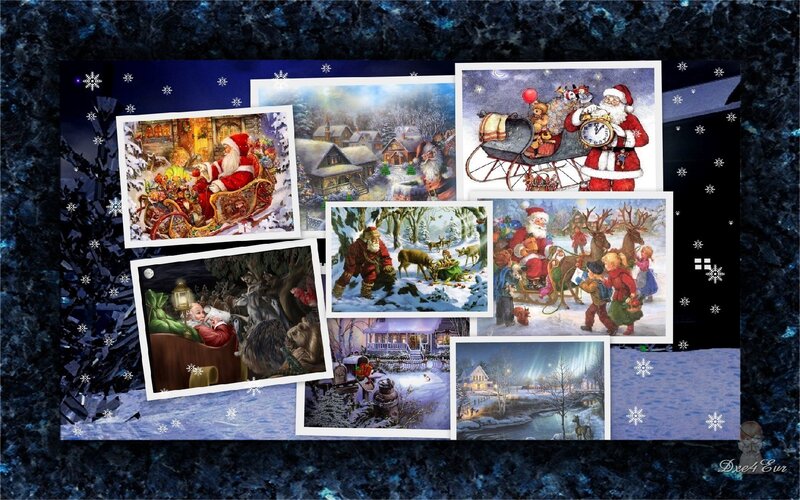 Santa Claus in Winter Scenes — Blue, Festive