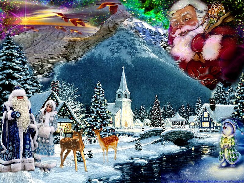 Santa Claus in Winter Village — Blue