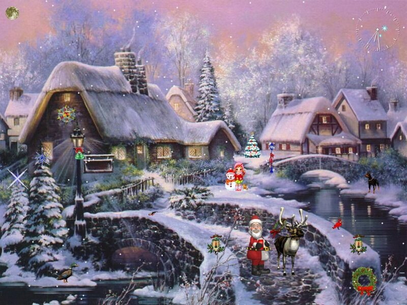 Santa Claus in Winter Village — White
