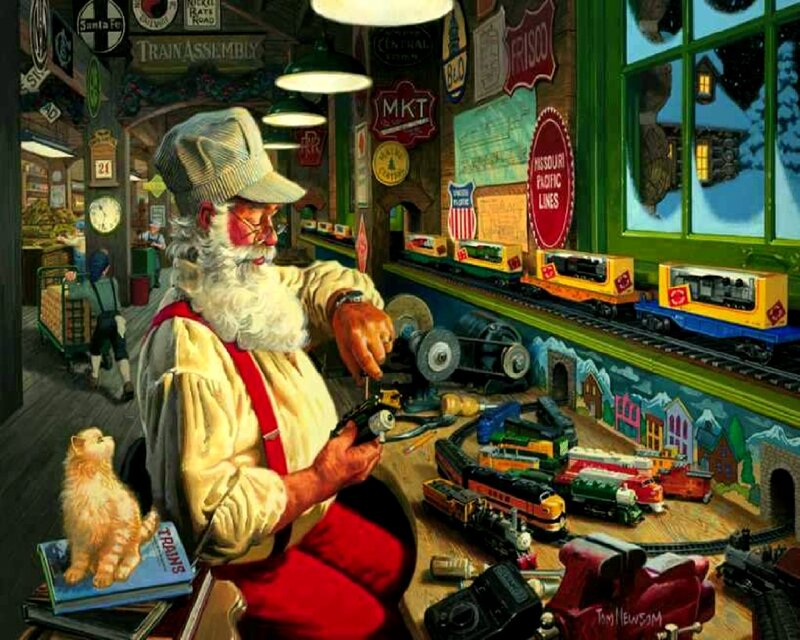 Santa Claus in Workshop — Red, Busy